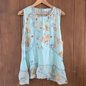 New Directions Light Blue Floral Blouse